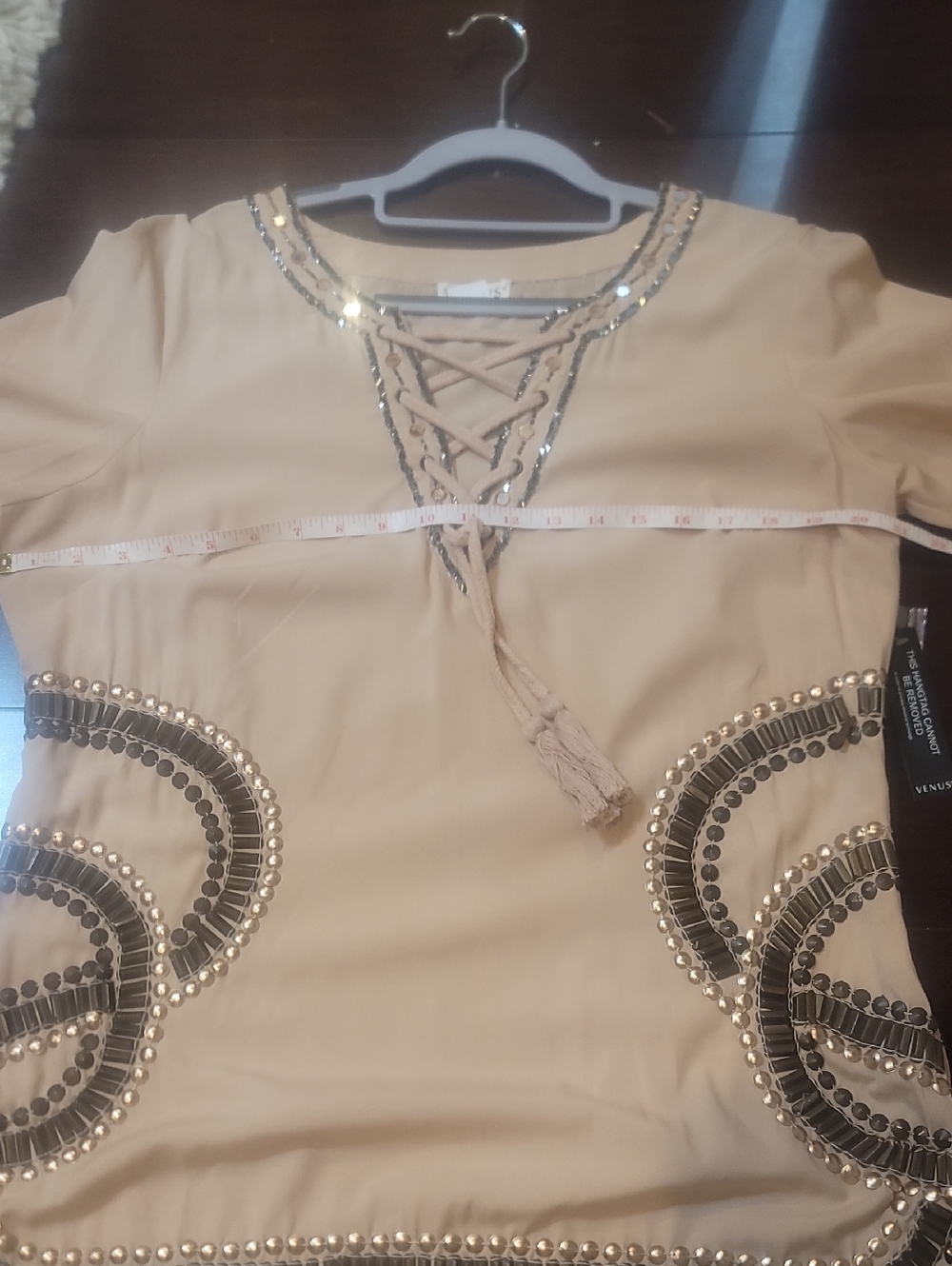 VENUS Beige Embroidered Tassel Tunic Dress - Picture 11 of 12